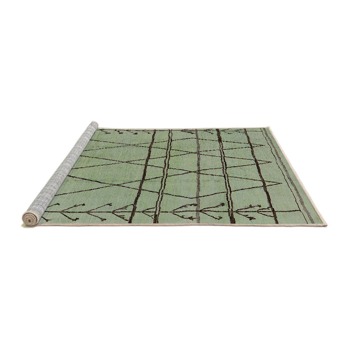 Sideview of Machine Washable Industrial Modern Green Rug, wshurb1243