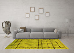 Machine Washable Oriental Yellow Industrial Rug in a Living Room, wshurb1243yw