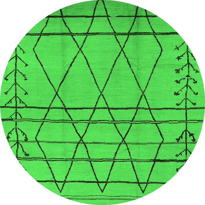 Round Oriental Green Industrial Rug, urb1243grn