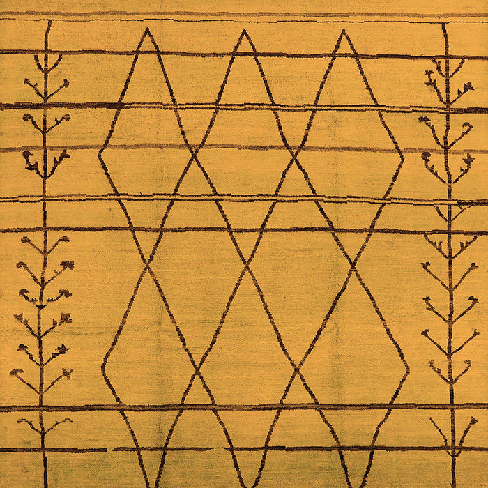 Square Machine Washable Oriental Orange Industrial Area Rugs, wshurb1243org