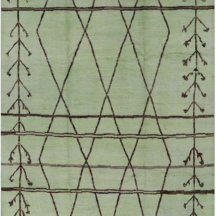 Mid-Century Modern Green Oriental Rug, urb1243