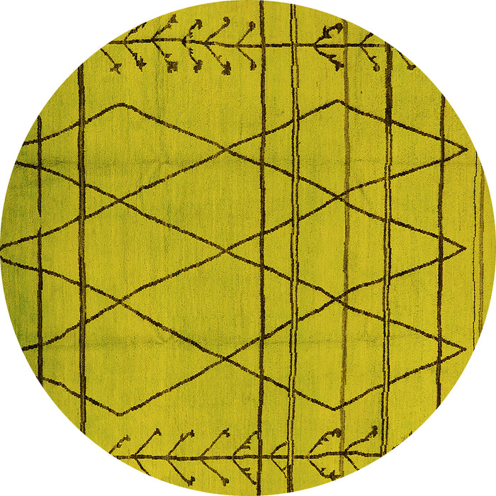 Round Oriental Yellow Industrial Rug, urb1243yw