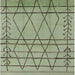 Square Mid-Century Modern Green Oriental Rug, urb1243