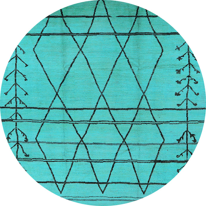 Round Machine Washable Oriental Light Blue Industrial Rug, wshurb1243lblu