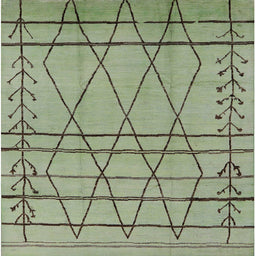 Square Machine Washable Industrial Modern Green Rug, wshurb1243