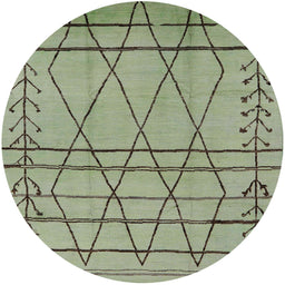 Round Mid-Century Modern Green Oriental Rug, urb1243