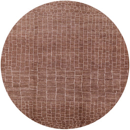 Round Mid-Century Modern Light Copper Gold Oriental Rug, urb1244