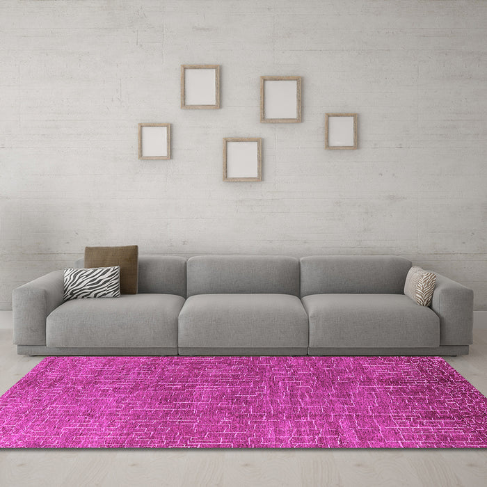 Machine Washable Oriental Pink Industrial Rug in a Living Room, wshurb1244pnk