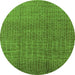 Round Oriental Green Industrial Rug, urb1244grn