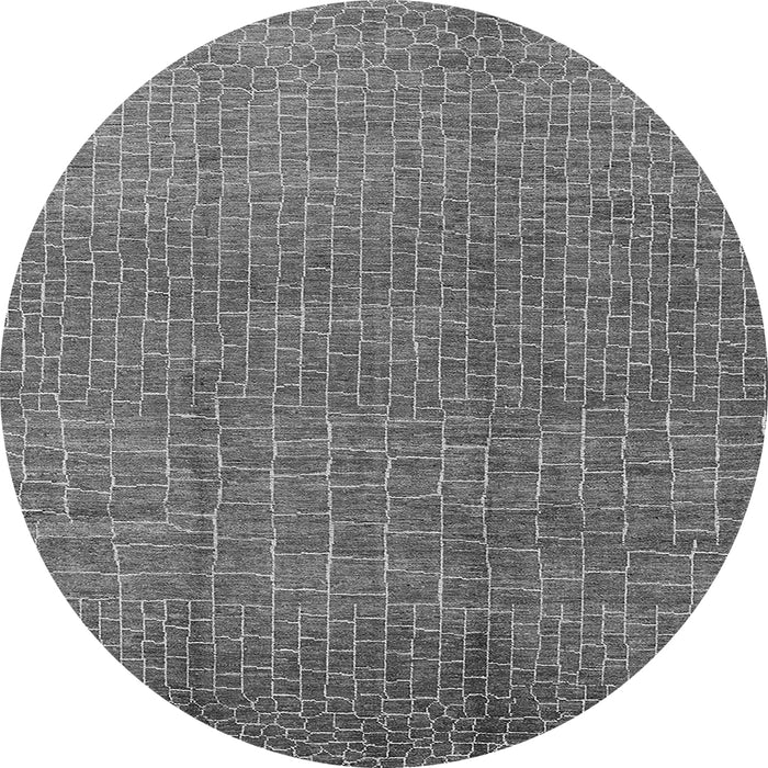 Round Machine Washable Oriental Gray Industrial Rug, wshurb1244gry