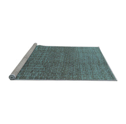 Sideview of Machine Washable Oriental Light Blue Industrial Rug, wshurb1244lblu