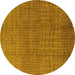 Round Oriental Yellow Industrial Rug, urb1244yw