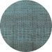 Round Machine Washable Oriental Light Blue Industrial Rug, wshurb1244lblu