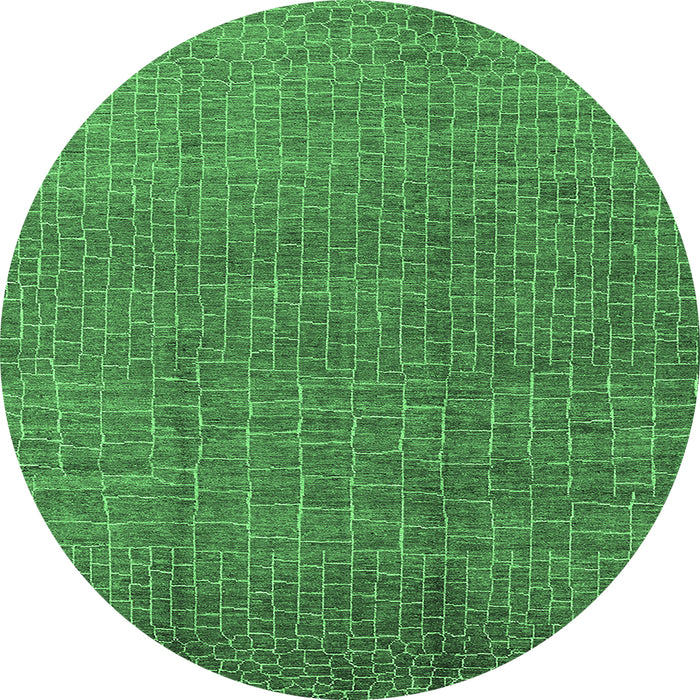 Round Oriental Emerald Green Industrial Rug, urb1244emgrn