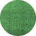 Round Oriental Emerald Green Industrial Rug, urb1244emgrn