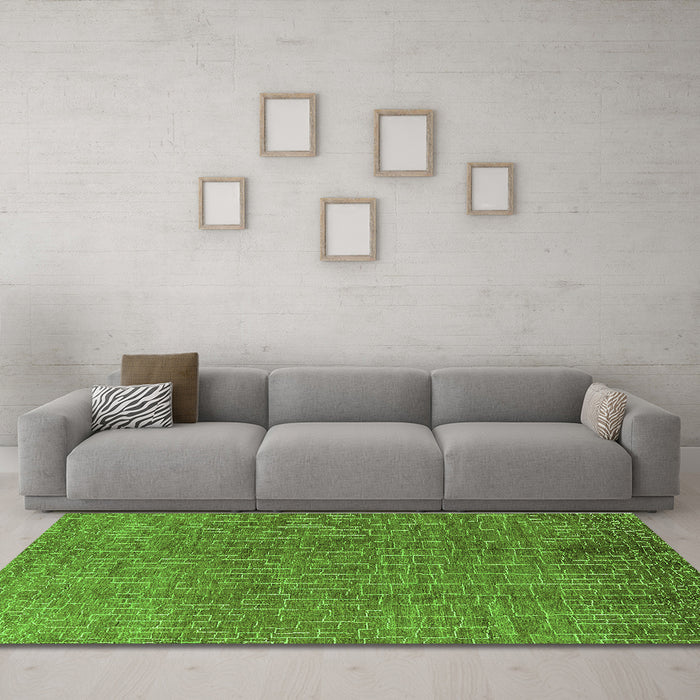 Machine Washable Oriental Green Industrial Area Rugs in a Living Room,, wshurb1244grn
