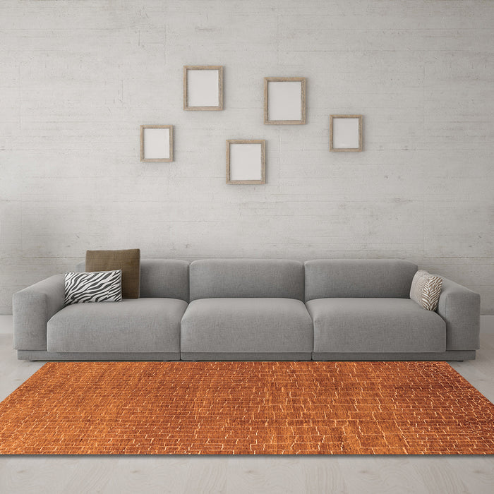 Machine Washable Oriental Orange Industrial Area Rugs in a Living Room, wshurb1244org