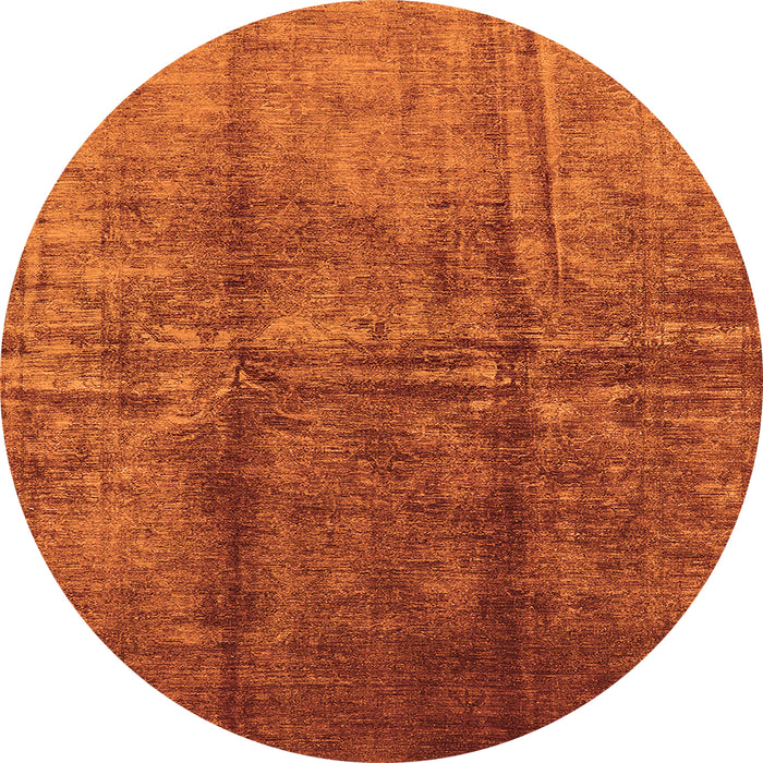 Round Machine Washable Oriental Orange Industrial Area Rugs, wshurb1245org