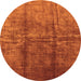 Round Machine Washable Oriental Orange Industrial Area Rugs, wshurb1245org