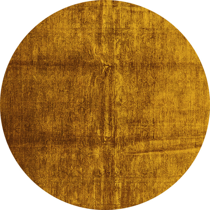 Round Oriental Yellow Industrial Rug, urb1245yw