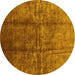 Round Oriental Yellow Industrial Rug, urb1245yw