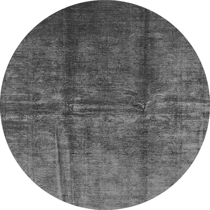 Round Machine Washable Oriental Gray Industrial Rug, wshurb1245gry