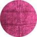 Round Oriental Pink Industrial Rug, urb1245pnk