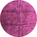 Round Oriental Purple Industrial Rug, urb1245pur