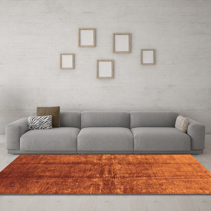 Machine Washable Oriental Orange Industrial Area Rugs in a Living Room, wshurb1245org