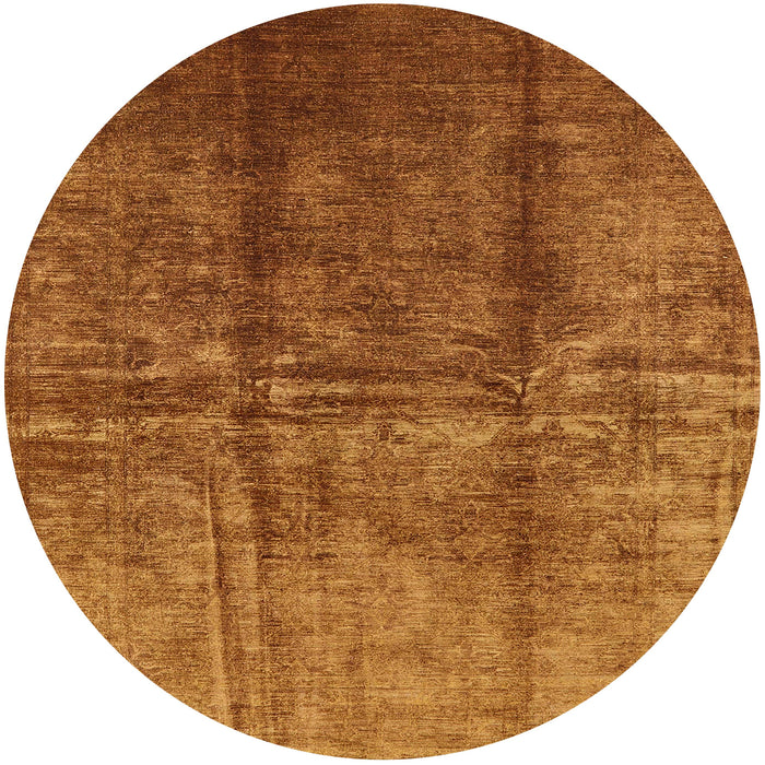 Round Mid-Century Modern Mahogany Brown Oriental Rug, urb1245