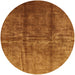 Round Mid-Century Modern Mahogany Brown Oriental Rug, urb1245