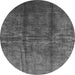 Round Oriental Gray Industrial Rug, urb1245gry