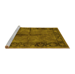 Sideview of Machine Washable Oriental Yellow Industrial Rug, wshurb1246yw