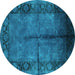 Round Oriental Turquoise Industrial Rug, urb1246turq