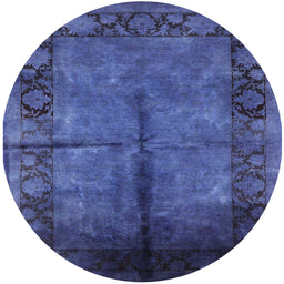 Round Machine Washable Industrial Modern Dark Slate Blue Purple Rug, wshurb1246