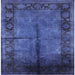 Square Machine Washable Industrial Modern Dark Slate Blue Purple Rug, wshurb1246