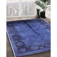 Mid-Century Modern Dark Slate Blue Purple Oriental Rug, urb1246