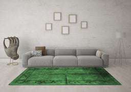 Machine Washable Oriental Emerald Green Industrial Area Rugs in a Living Room,, wshurb1246emgrn