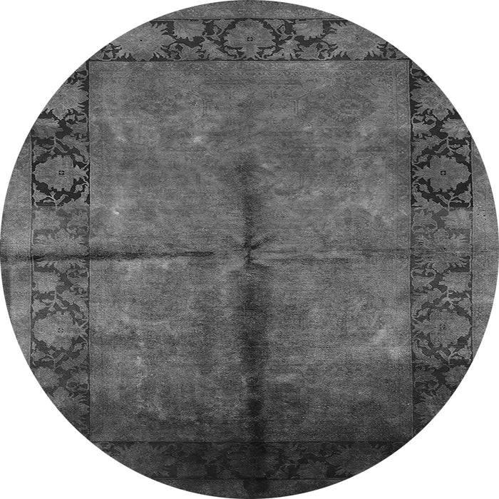 Round Oriental Gray Industrial Rug, urb1246gry