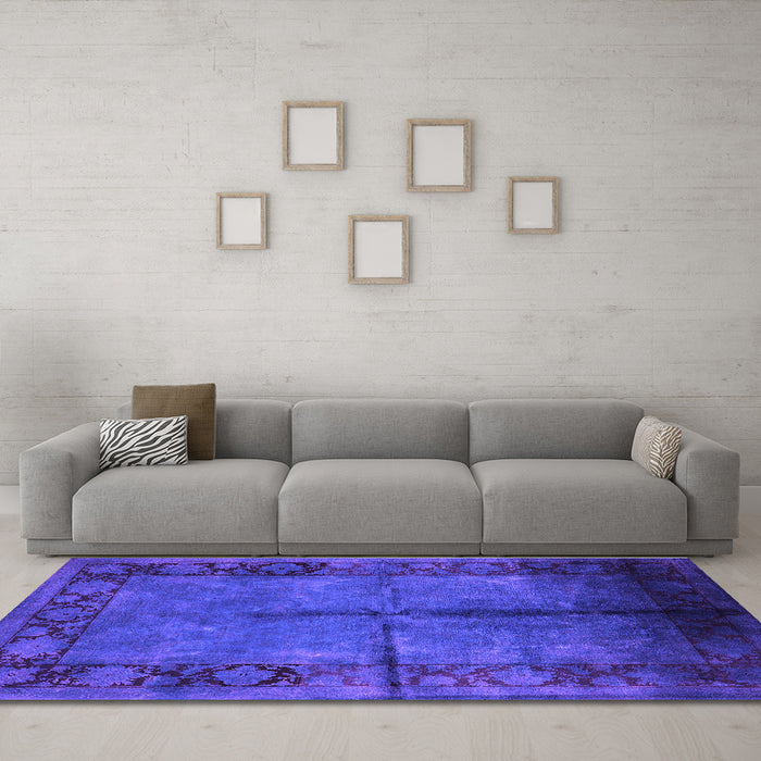 Machine Washable Oriental Purple Industrial Area Rugs in a Living Room, wshurb1246pur