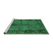 Sideview of Machine Washable Oriental Green Industrial Area Rugs, wshurb1246grn