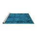 Sideview of Machine Washable Oriental Turquoise Industrial Area Rugs, wshurb1246turq