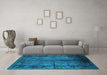 Machine Washable Oriental Turquoise Industrial Area Rugs in a Living Room,, wshurb1246turq