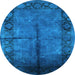 Round Oriental Light Blue Industrial Rug, urb1246lblu