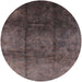 Round Mid-Century Modern Mauve Taupe Purple Oriental Rug, urb1247