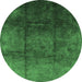 Round Oriental Emerald Green Industrial Rug, urb1247emgrn