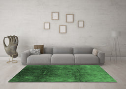 Machine Washable Oriental Emerald Green Industrial Area Rugs in a Living Room,, wshurb1247emgrn