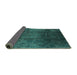 Sideview of Oriental Turquoise Industrial Rug, urb1247turq