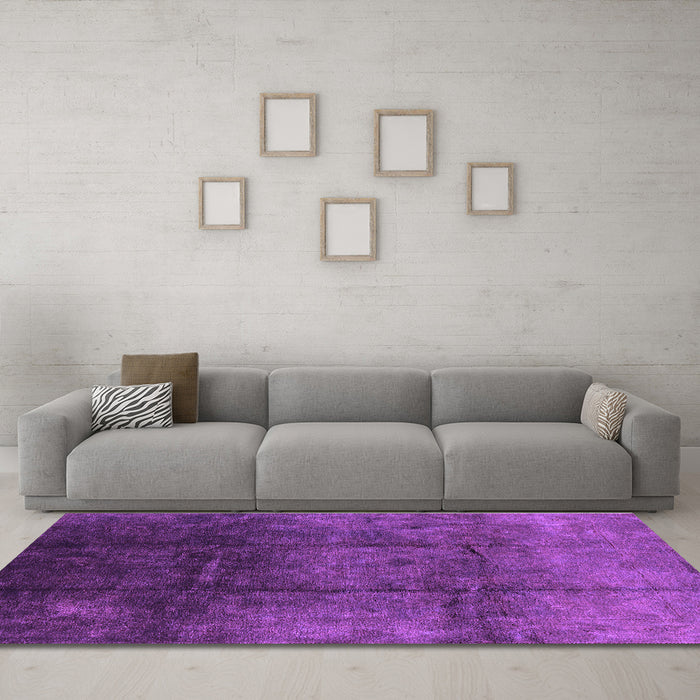 Machine Washable Oriental Purple Industrial Area Rugs in a Living Room, wshurb1247pur