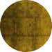 Round Oriental Yellow Industrial Rug, urb1247yw